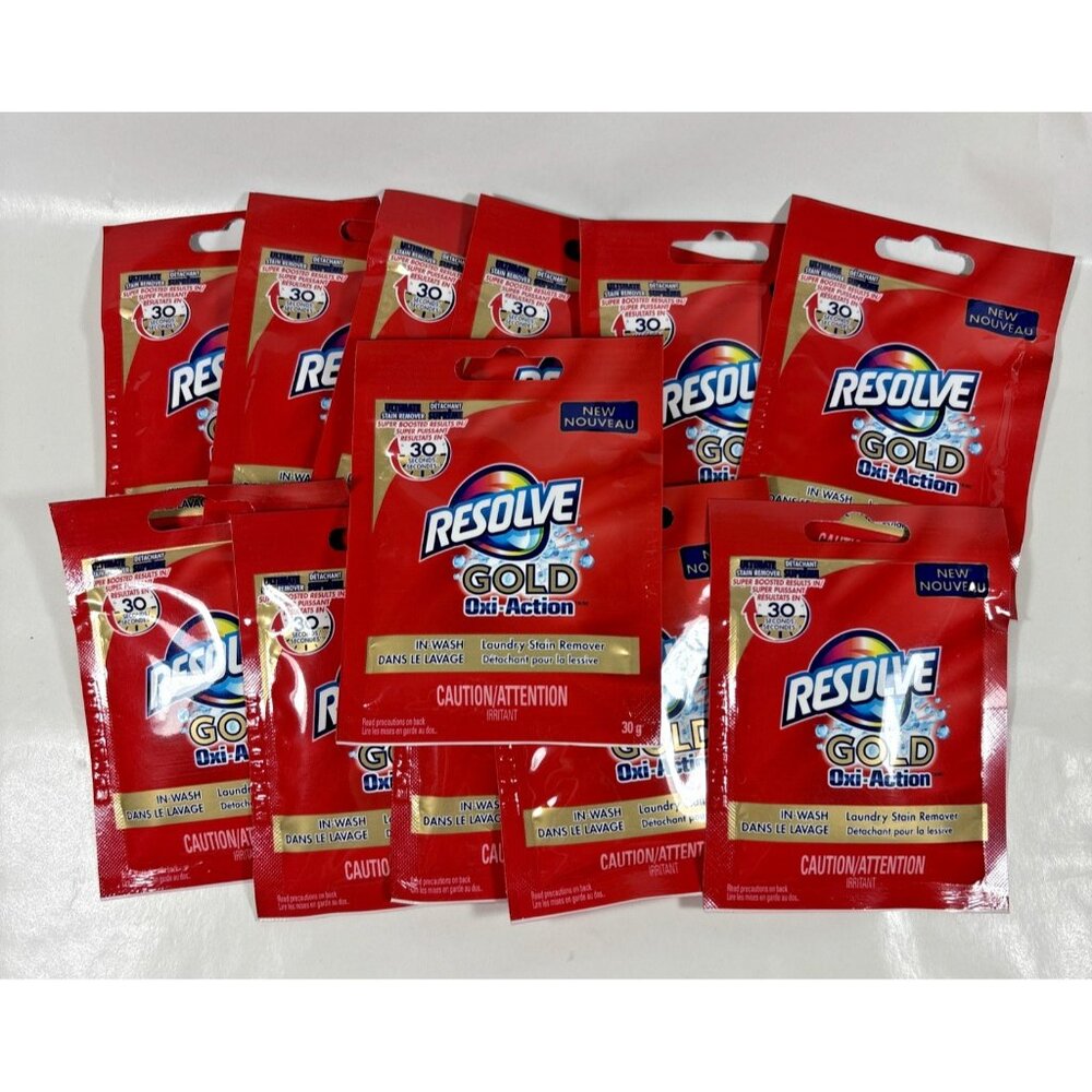 Resolve Gold Oxi-Action In Wash Laundry Stain Remover 30 g Lot of 12